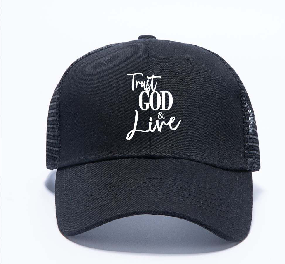 Trust God & Live trucker hats