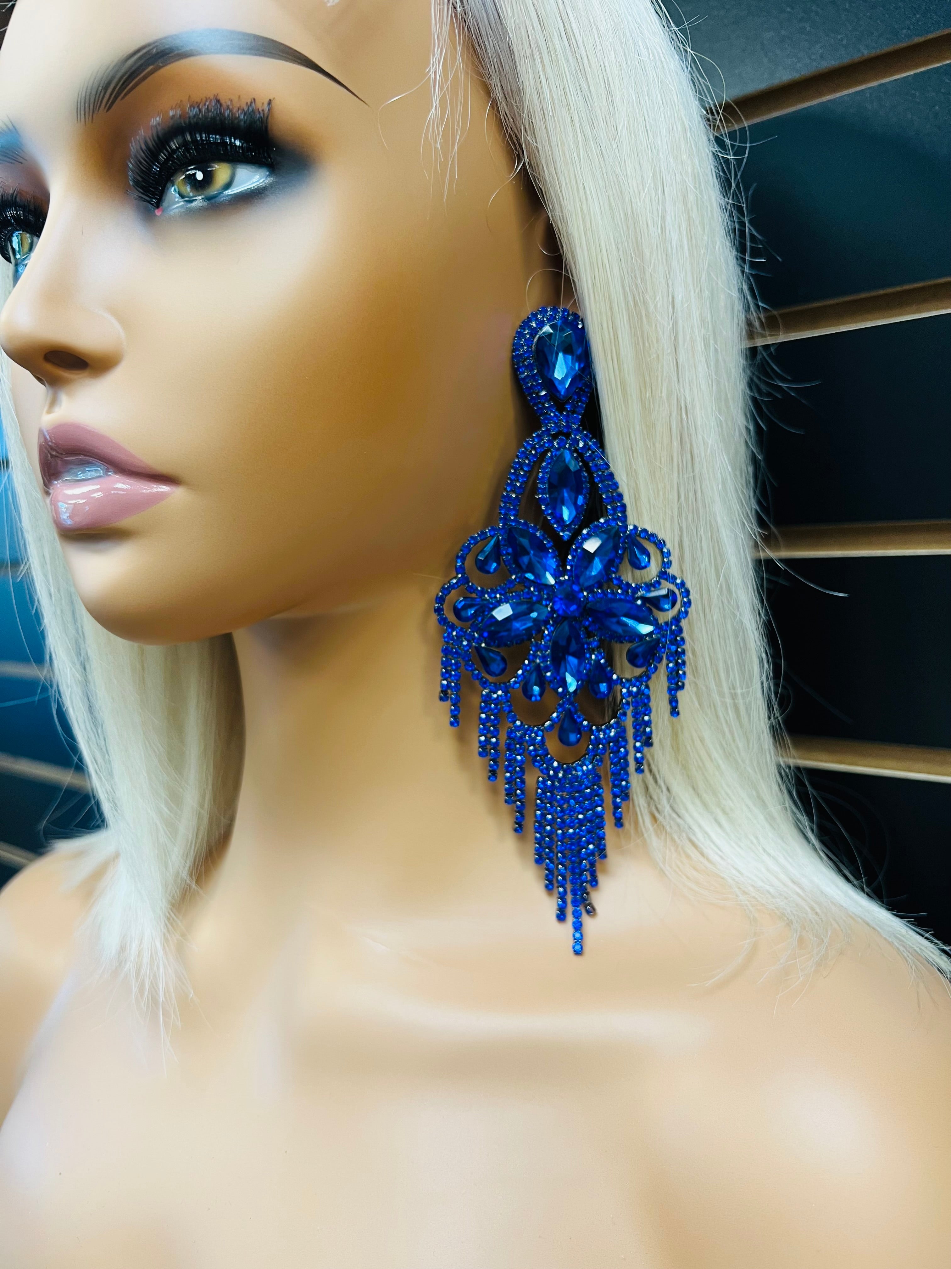 Blue clip on earrings